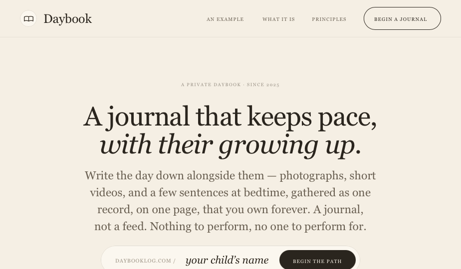 Daybook home page